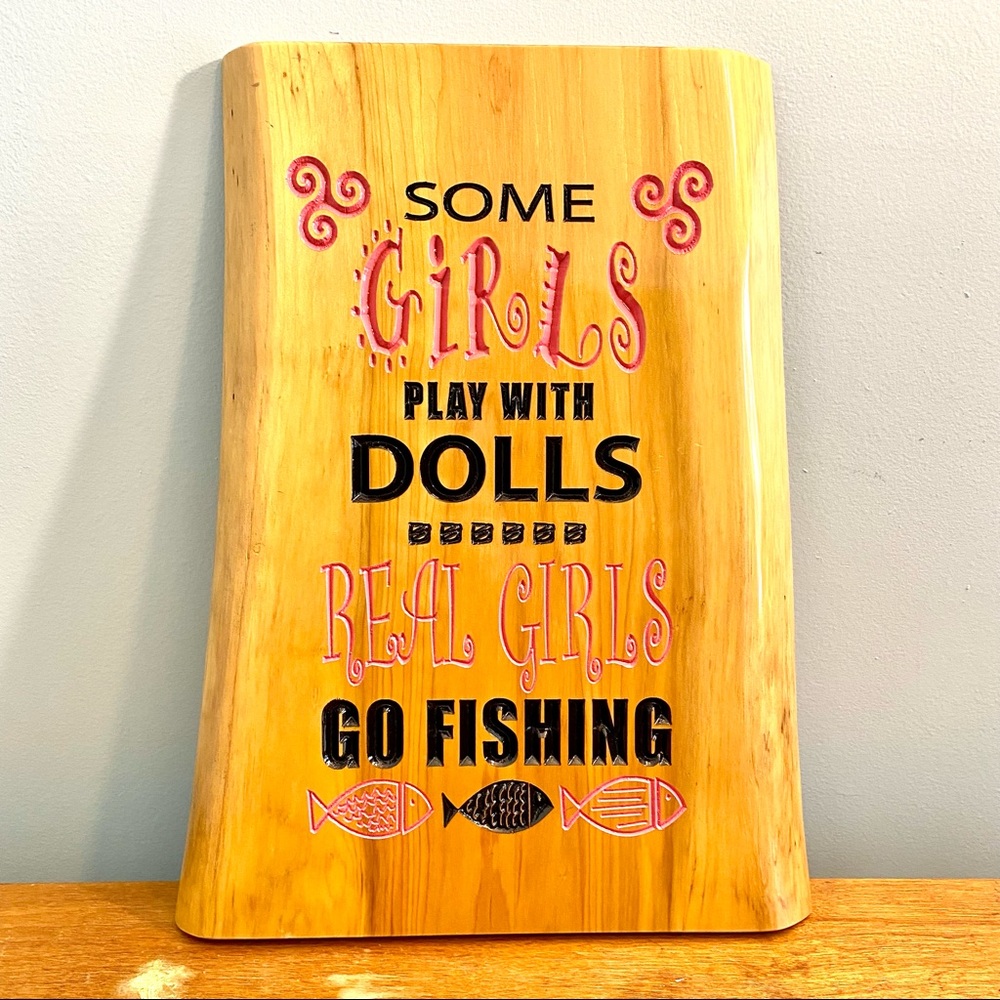 Cute wooden fishing sign for girls